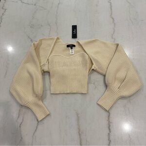NEW Lulu’s Strapless Knit Tube Top/Shrug Set small ivory cream soft sexy